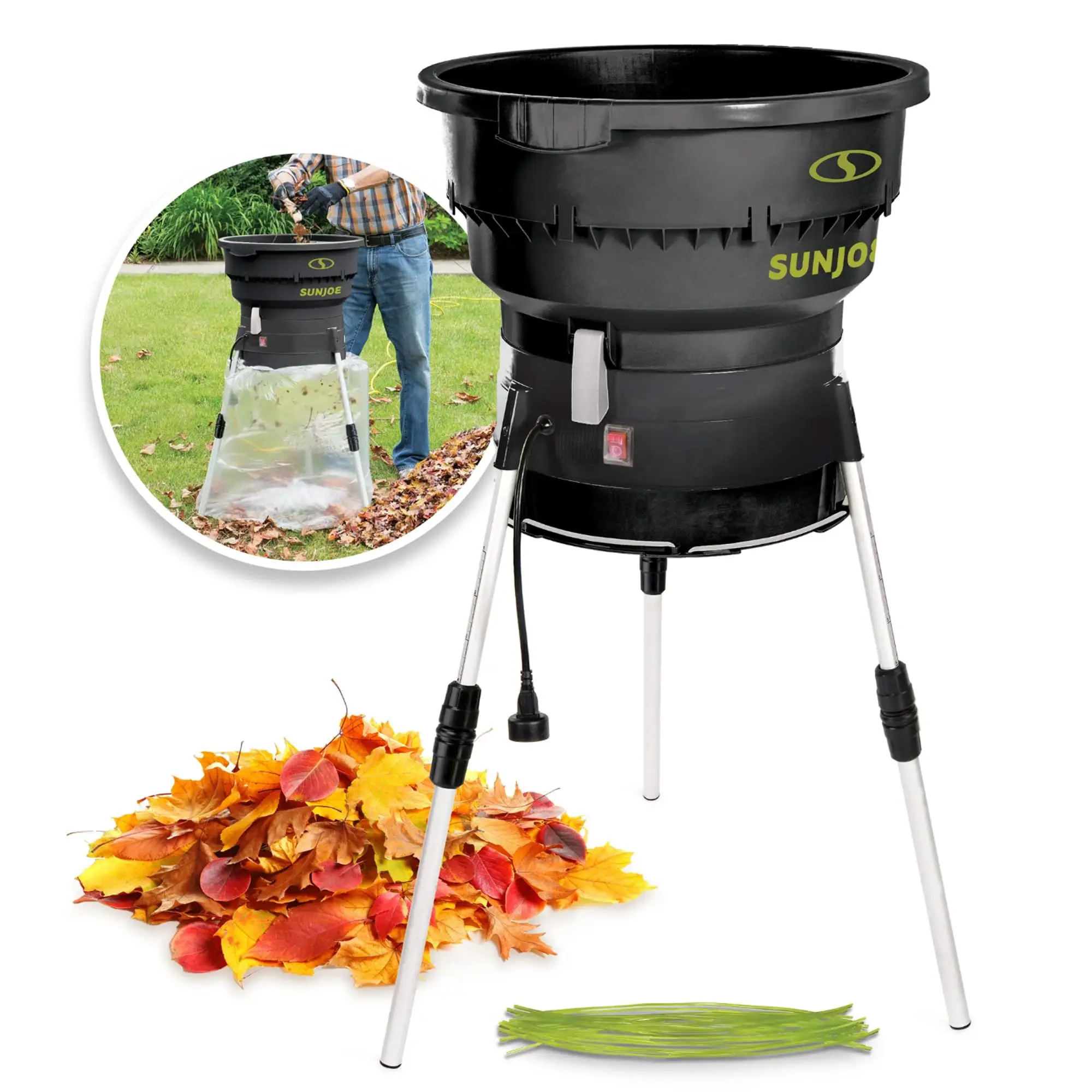 SDJ616 13-Amp Electric Leaf Mulcher/Shredder 13-Amp 16:1 Reduction Ratio, 8,000-RPM, Mulch up to 55-Gallons per Minute from