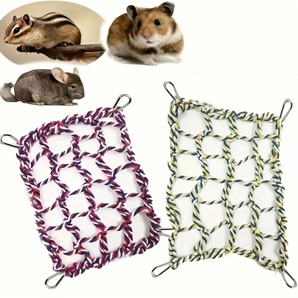 1 Stück Trendige Haustier-Hängematte, robustes geflochtenes Bett für kleine Haustiere, Papageien, Meerschweinchen, lustige Hängematte zum Spielen und Schlafen – Detail 5
