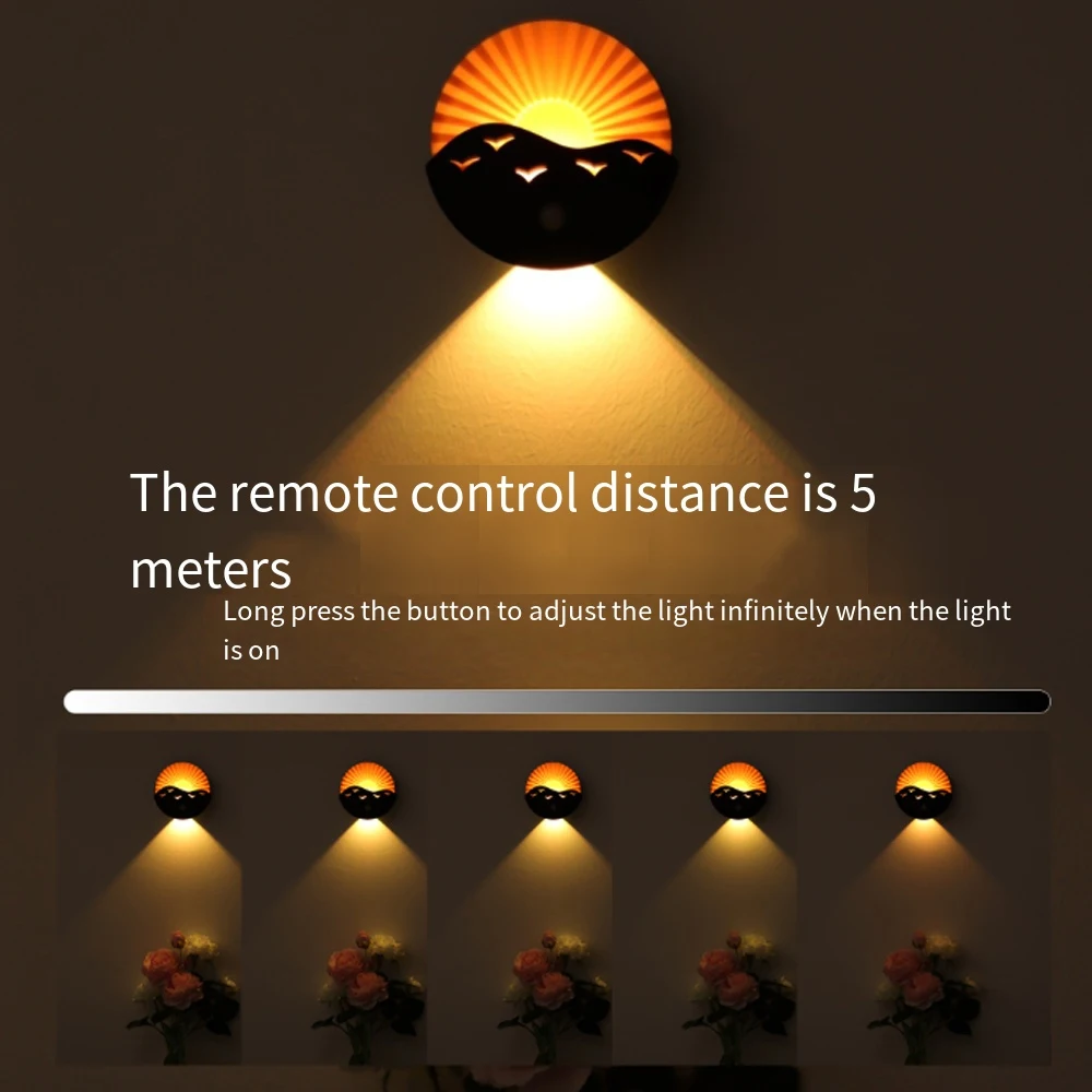 LED Night Light Wireless Remote Control & Motion Sensor Rechargeable Spotlight Hallway Stairs Living Room Wall Mounted Lighting