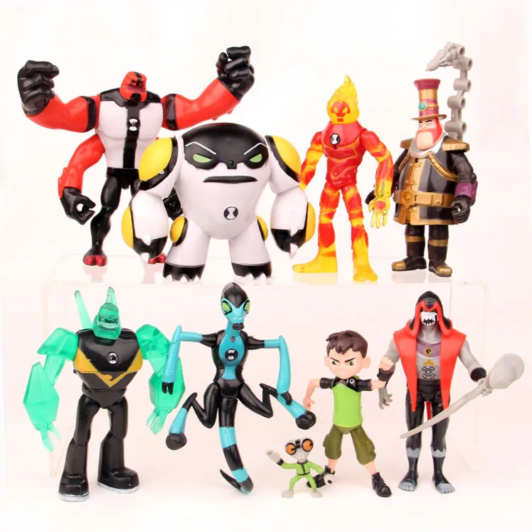 9 Pcs/Set Ben 10 3-12 Figure Figure Ben Tennyson Ben Four arms Grey Matter Heatblast Model Ornaments Anime Doll Toys Gifts