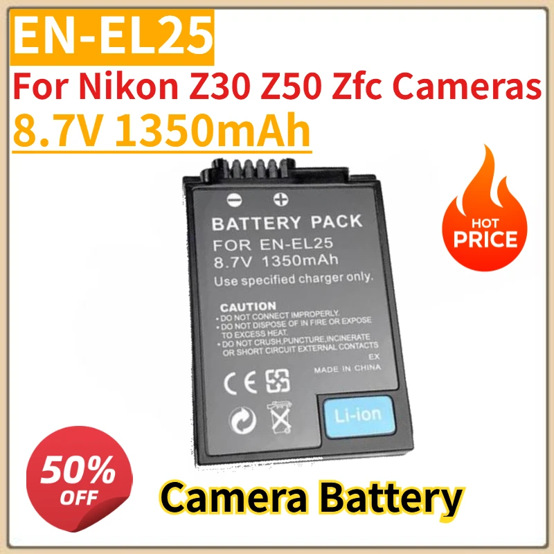 

High Quality New 8.7V 1350mAh EN EL25 EN Camera Battery For Nikon Z30 Z50 Zfc Cameras