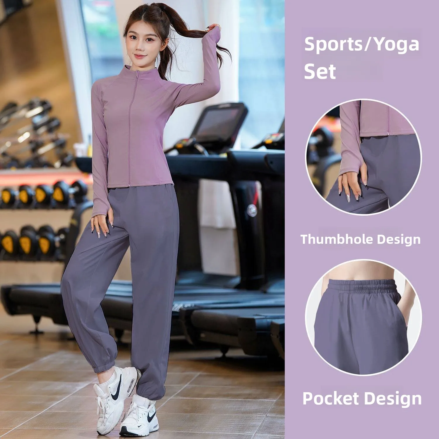 

Women's Running Sport Suit Zipper Jacket Long Sleeve Fitness Exercise Yoga Clothes Professional Spring Autumn Fashionable