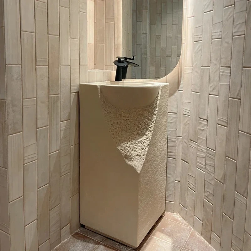 

TuyaJapanese Style Pedestal One-Piece Floor-Standing Wash Art Pedestal Basin Vertical Wash Basin Wash BasinAlexa Google Assi