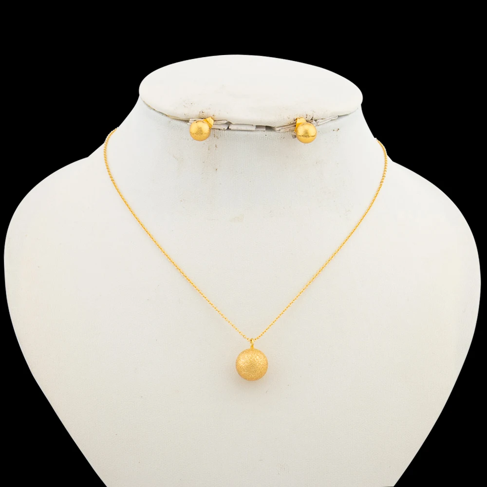 Women's Italian Gold Color Necklace & Earrings Set