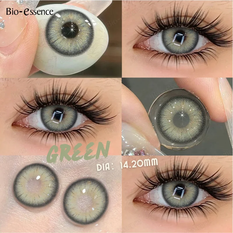 Bio-essence 2Pcs Green Contact Lenses Yearly Natural Brown Colorcon Makeup Gray Colorcon Blue Lens Eyes High Quality Soft Lens