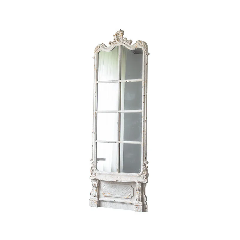 Mirror hotel homestay wall decorative mirror wholesale model room white carved floor mirror