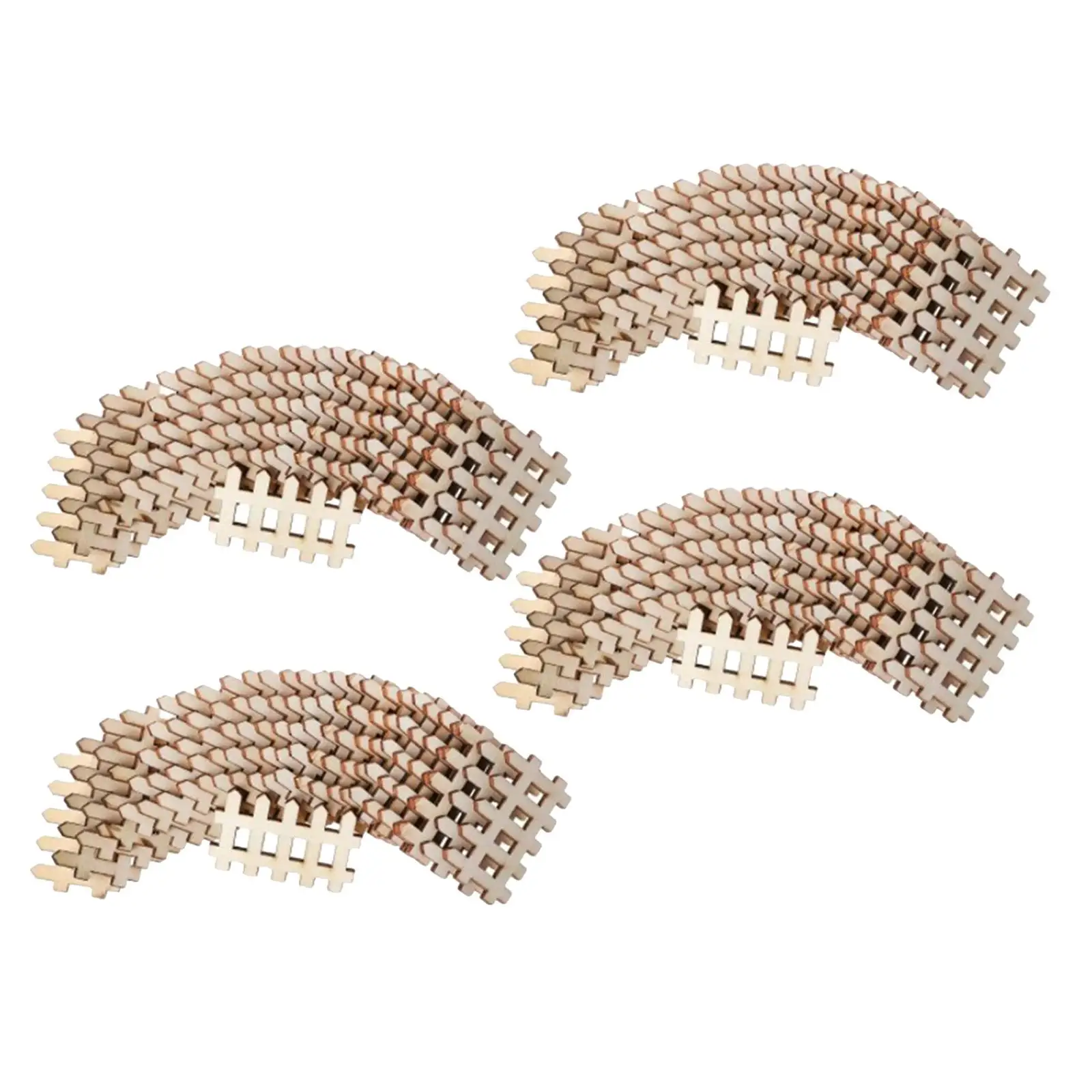 100Pcs Miniature Fairy Garden Ornament Fence Wood Picket Fence for Dollhouse Figurine Plant Pot Bonsai Planter DIY Diorama
