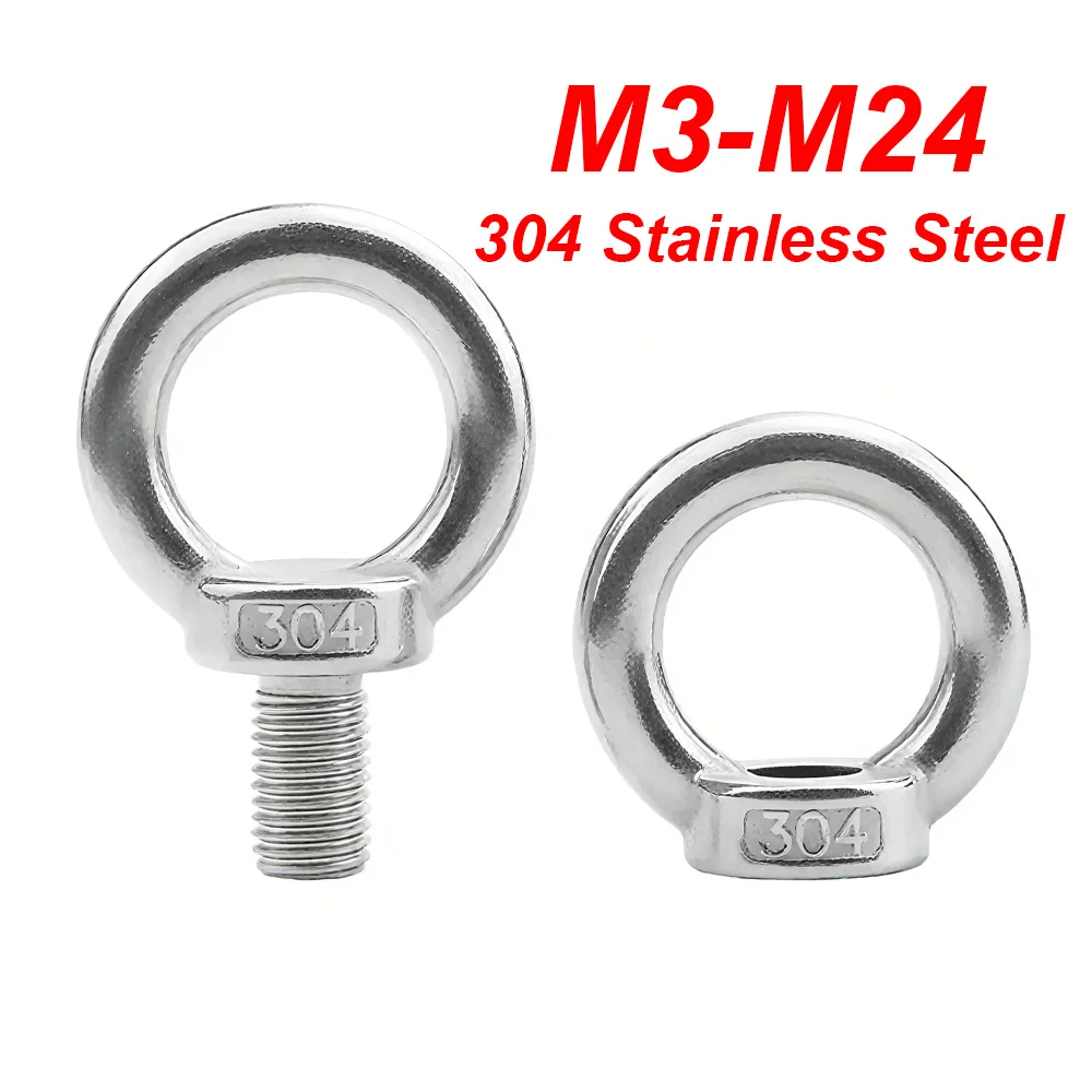 

304 Stainless Steel Lifting Eye Nuts/ Bolts Eyebolt Ring Hooking Nuts Screws M3 M4 M5 M6 M8 M10 M12 M14-M24