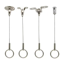 6pcs Adjustable Stainless Steel Wire Rope Ceiling Mounted Hanging For Clothes Store Display Rack With Screw Ring Clothesline