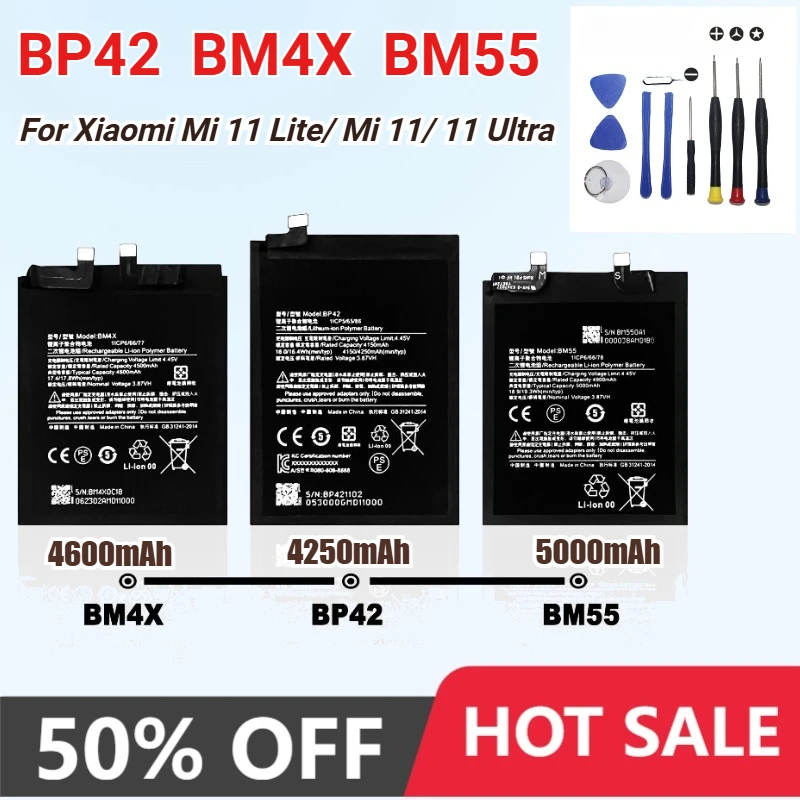2025 Year BM4X BP42 BM55 Mobile Phone Battery  for Xiaomi Mi 11 Mi 11 Lite Mi11 Ultra Replacement Batteries Rechargeable Bateria
