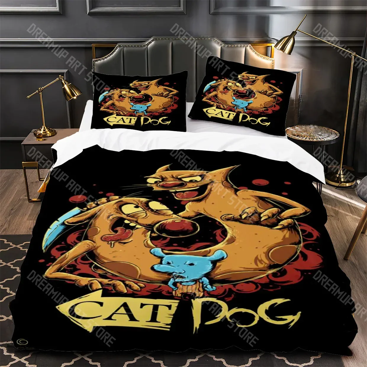 

Catdog 3D Printed Duvet Case Pillowcase Bedding Set Twin Full Queen King Size for Bedroom Decor