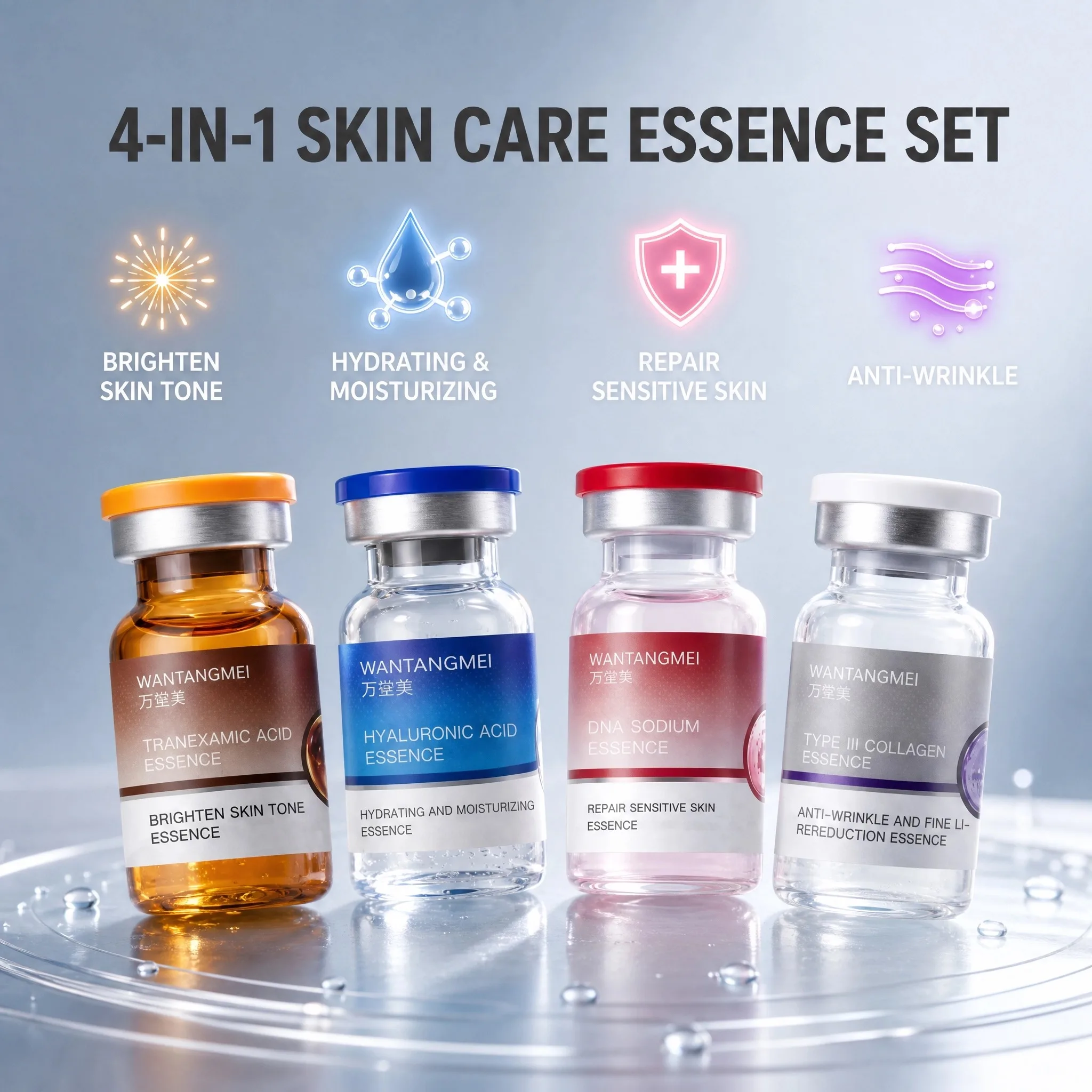 Wantangmei Tranexamic Acid, Type III Collagen, DNA, Sodium Hyaluronate 4-in-1 Moisturizing, Hydrating, and Anti-Wrinkle Serum