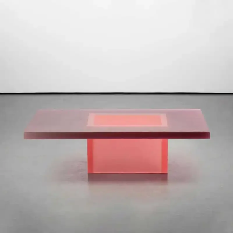 

Modern simple pink matte acrylic coffee table living room acrylic table