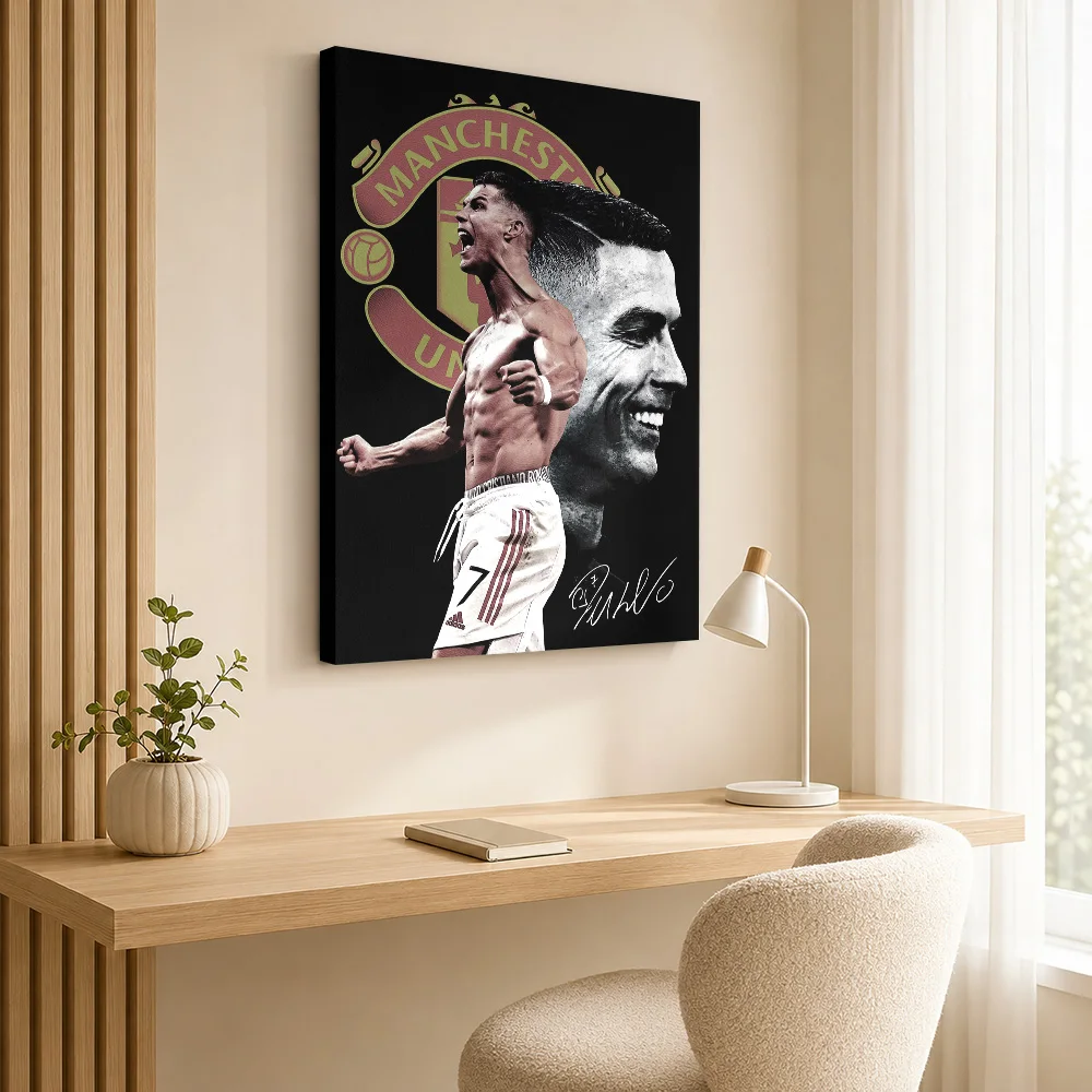 Cristiano Ronaldo MU Canvas Print Poster Custom Sports Portrait Wall Paintings Decoration for Game Room Man Cave Ready to Hang