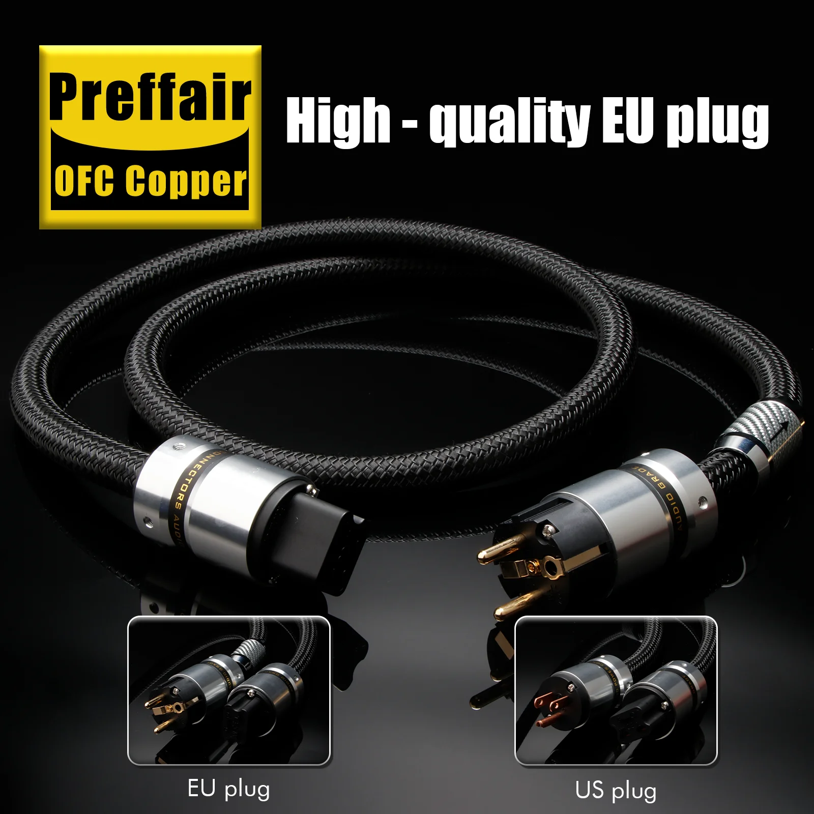 

Preffair D503P080 Hi-End 12AWG C19 Power Cable US/EU Pure copper 20A IEC Female Plugs for DAC/Power Filter/Amplifier/Sub