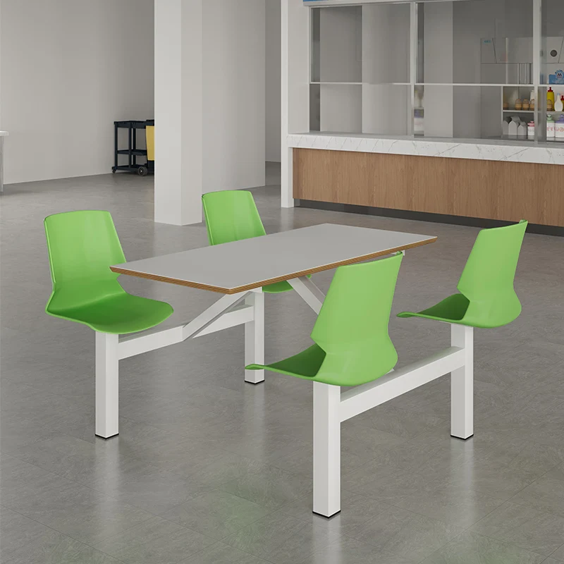 University School snack fast food restaurant factory integrated table and chair stainless steel dining table and chair