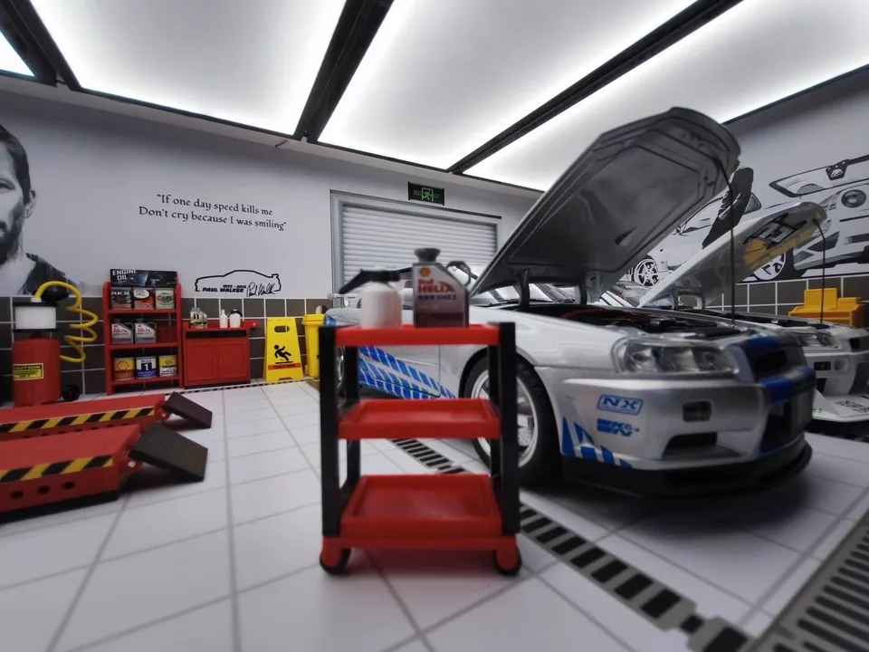 1/18 escala de plástico modelo de carro cena conjunto de acessórios de oito peças ferramenta de oficina diorama