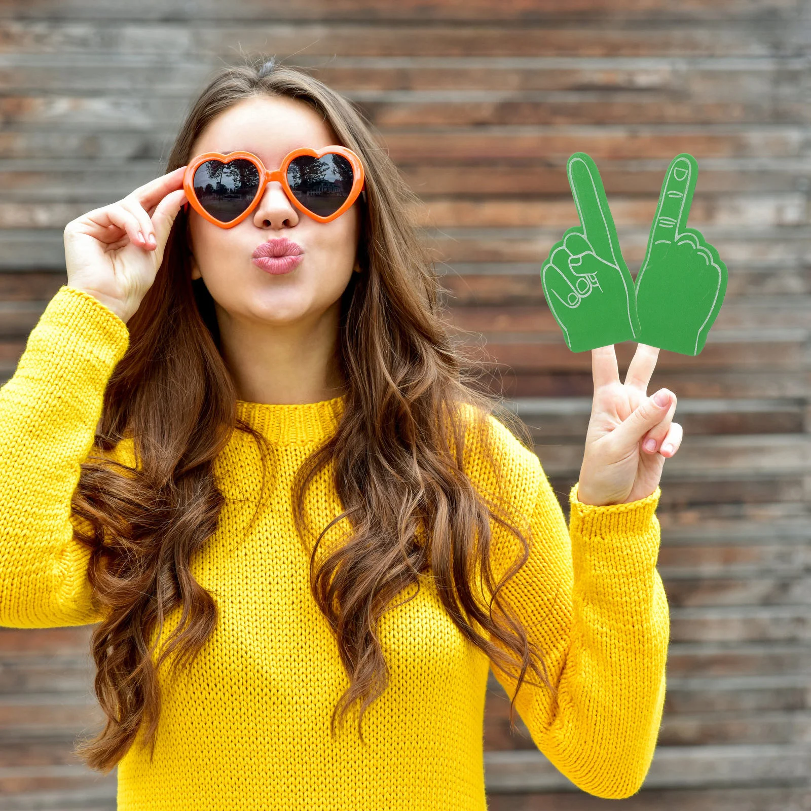 12 Pcs Sports Party Favors Cheer Pom Poms Football Bulk Badge Reels Cheerleading Toys Foam Hand Finger