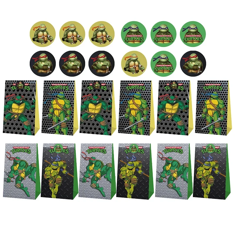 12/24/36pcs Teenage Mutant Ninja Turtles Birthday Party Decor Candy Gift Bag Snack Paper Cartoon Candy Gift Bag Party Supplies