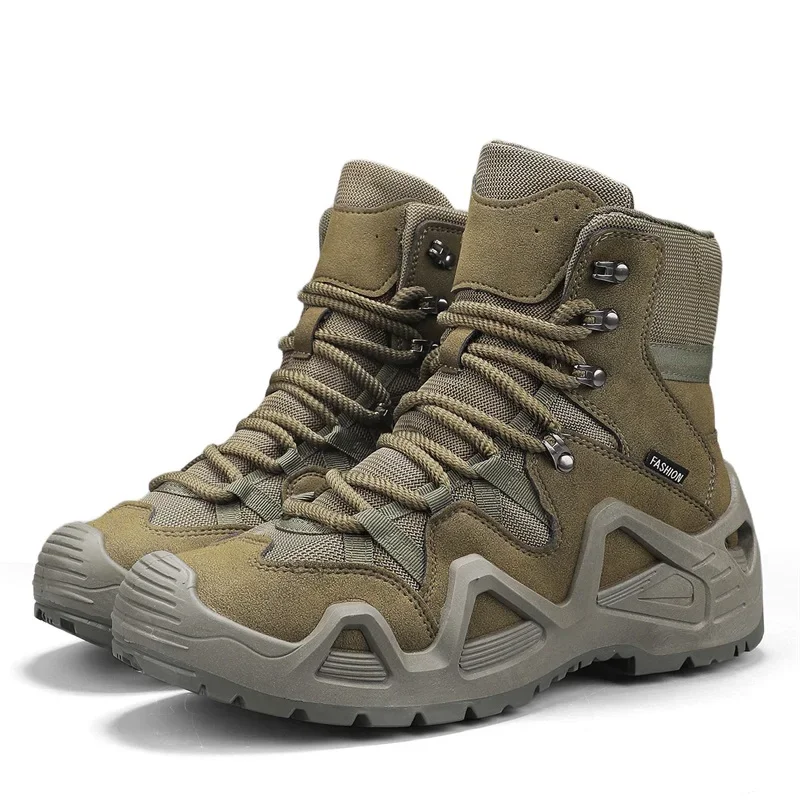 Men's High-top Boots Round Toe Solid Color Handcrafted Hiking Boots From An Outdoor Boots Chaussure Hommes Botas Para Hombre