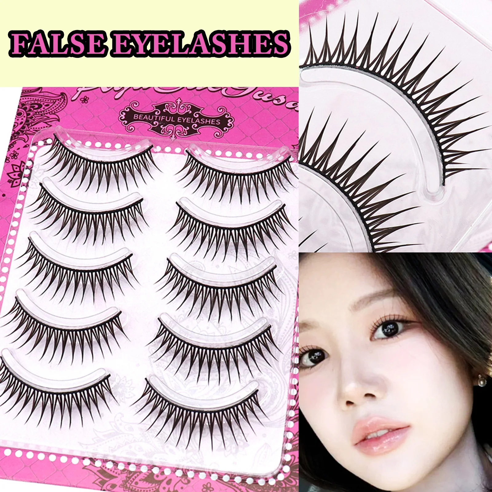 Natte Tip Valse Wimpers Een Vorm Zwart 9 11 Mm Gemengde C Krul Volledige Strip Valse Wimpers Voor Vrouwen Party make-up