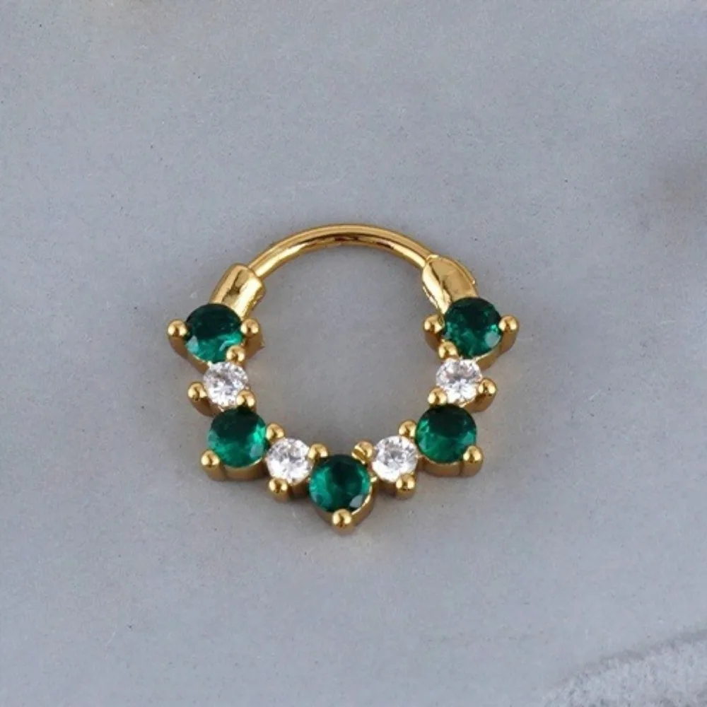 1 STÜCK 316L Edelstahl 16G Nasenring eingelegt mit farbigem Zirkon geschlossenem Ring Nasenring Körperpiercing Ohrring Schmuck 10 mm – Detail 9