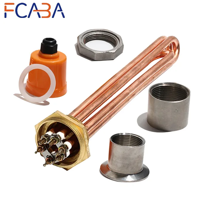 FCABA DN32 Full Copper Heating Rod 1.2inch Flange Immersion Heater 220V 380V 3KW/4.5KW/6KW/9KW/12KW Heat Conduction Oil Heater