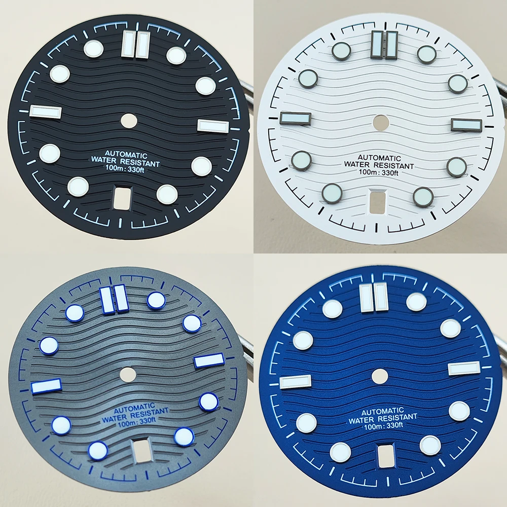 31.7mm dial NH35 dial black white blue green dial watch accessories customizable logo dial suitable for 6 o'clock NH35 movement
