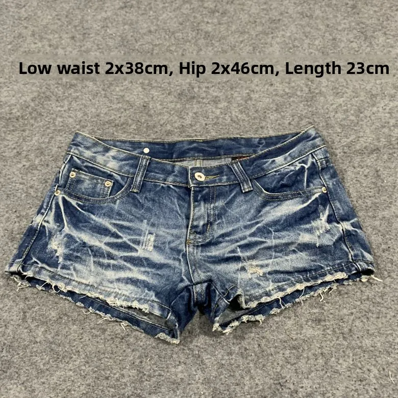 

Y2K Millennium Trendy ort Jeans Vintage Hollow out Wave Pattern Gothic Sle k Color Low Waist Super ort Summer orts
