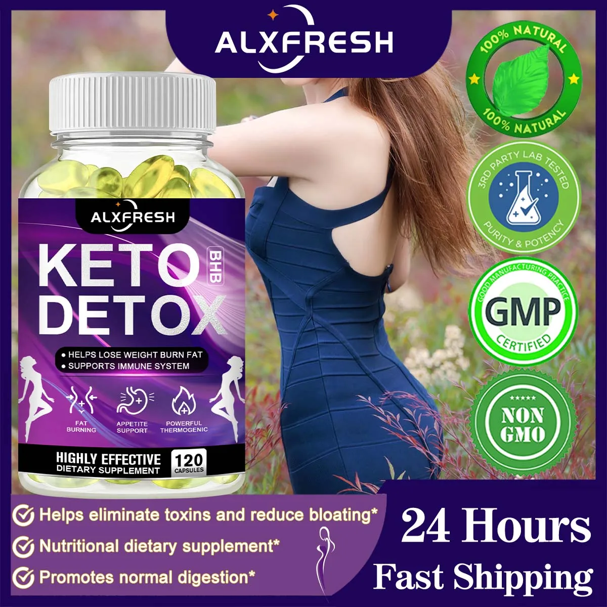 

Alxfresh KETO Capsules Ketosis Diet - Nutrition Dietary Supplement - Non-GMO