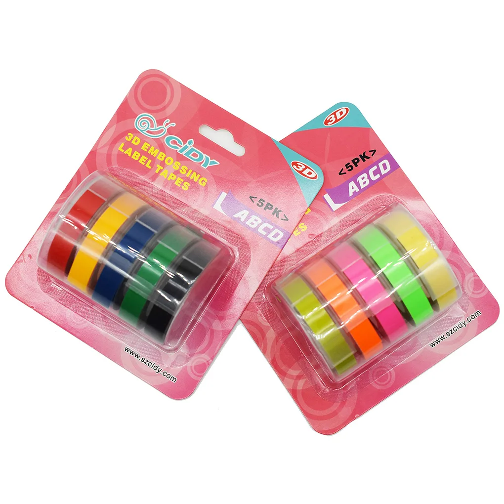 Replacement For DYMO MOTEX 3D Label Maker Manual Embossing Refill Tape Set Printer Ribbon 9mmx3m