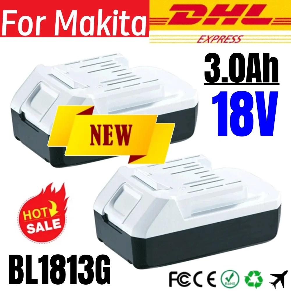 💖18V 3000mAh Lithium ion Battery for Makita BL1813G Replacement Batteries BL1811G BL1815G HP457D DF457D 196366-5 Power Tools💖