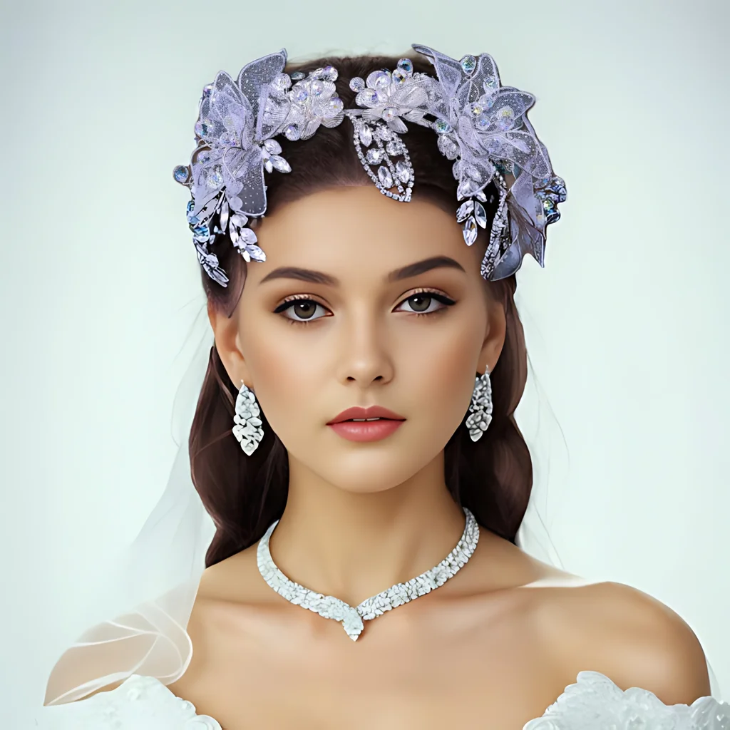 

Communion Wreath for Girls Crystal Bride Headpiece Mesh Flower Wedding Headband Women Party Rhinestone Headdress HP712