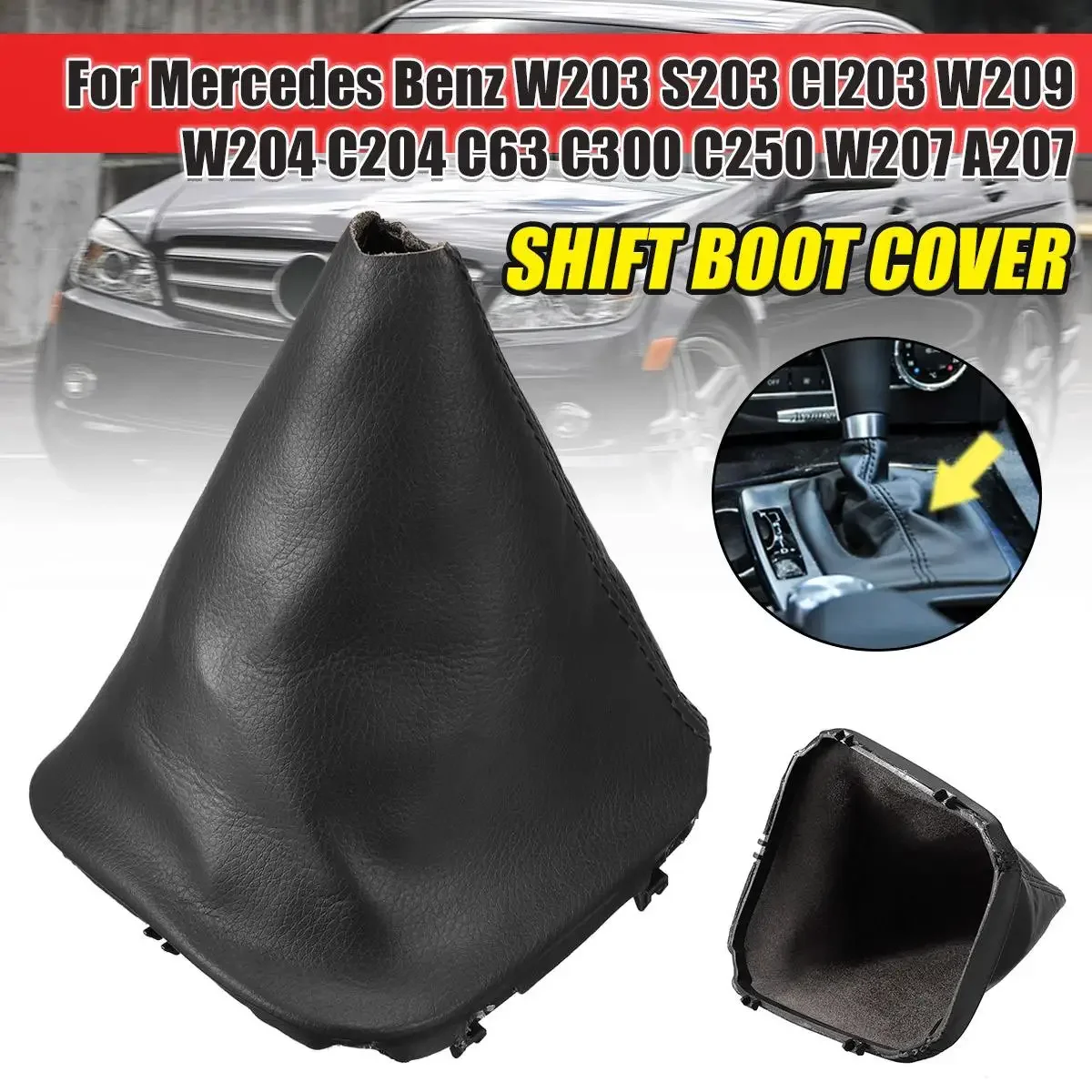 

PU Leather Gear Shift Gaiter Boot Cover For Mercedes/Benz C/E/GLK W203 W204 C300 W207 W212 Car Accessories