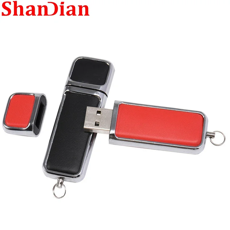 

SHANDIAN Leather 128GB USB 2.0 Flash Drive 64GB Brown Pen Drives 32GB White Memory Stick 16GB Black U Disk 8GB 4GB Wholesale