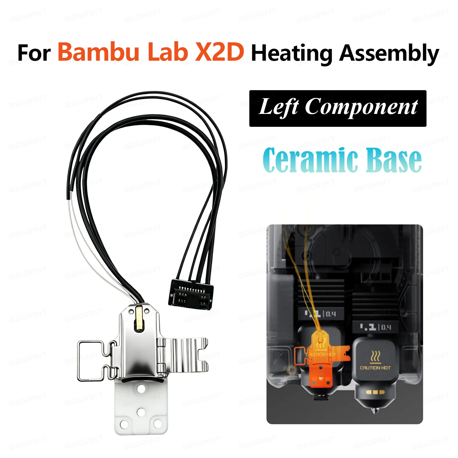 

For Bambu Lab X2D Hotend Heating Assembly High temperature resistance For Bambu Lab X2D Heat end Bambulab Accessories - Left
