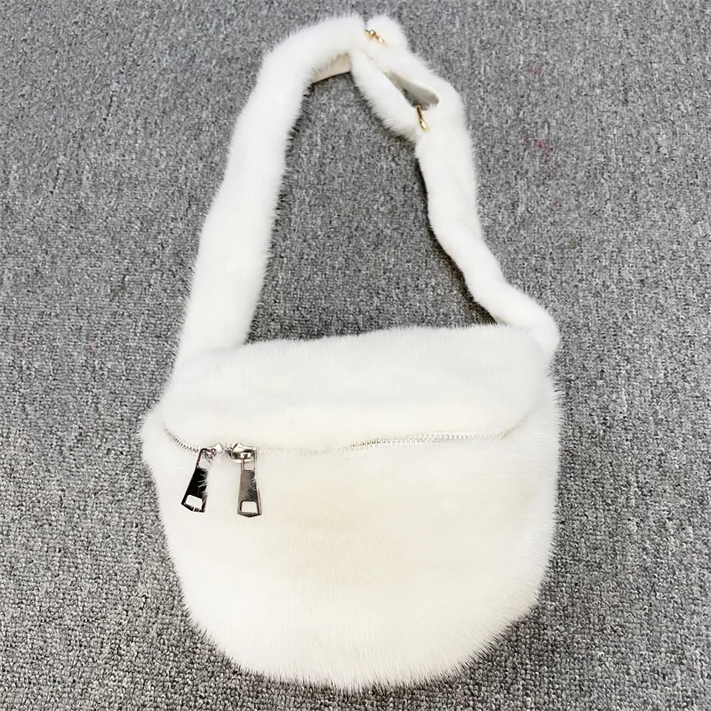 Imagem -06 - Bolsa de Pele Real Mink Fur Shoulder Bolsa Designer de Ombro Bolsa para Mulheres Crossbody Bolsa de Luxo Mink Fur Fanny Pack Bolsa 2023 Novo