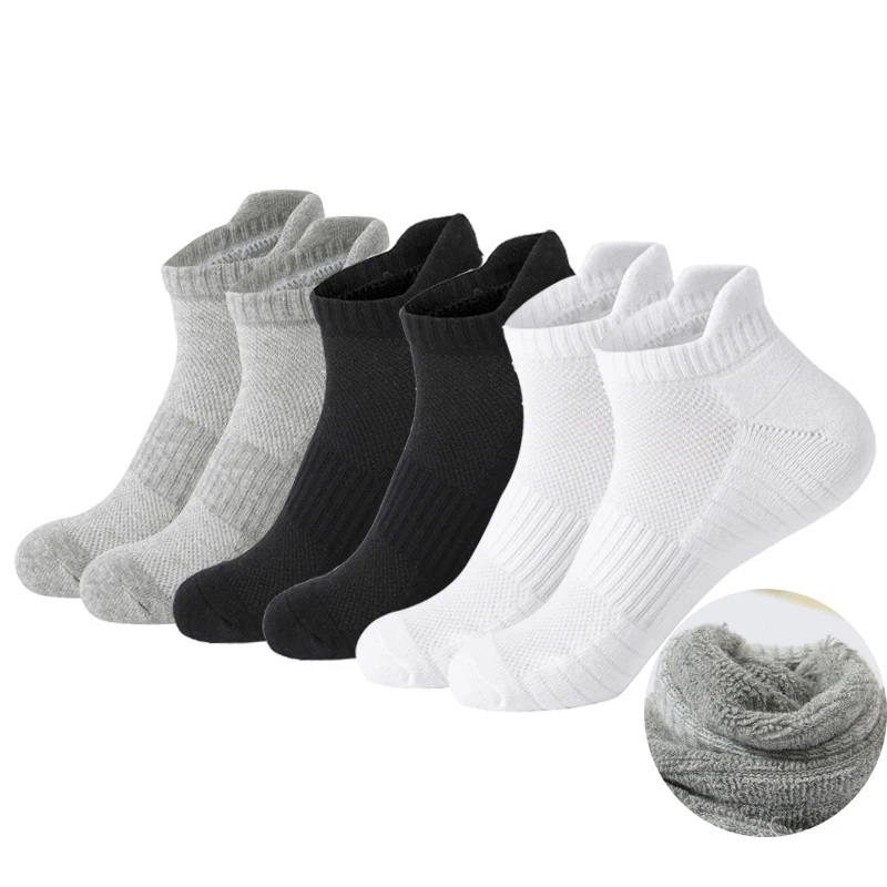 Men\'s Running Ankle Low Cut Socks Performance Thick Cushioned Breathable Athletic Sports Tab Socks