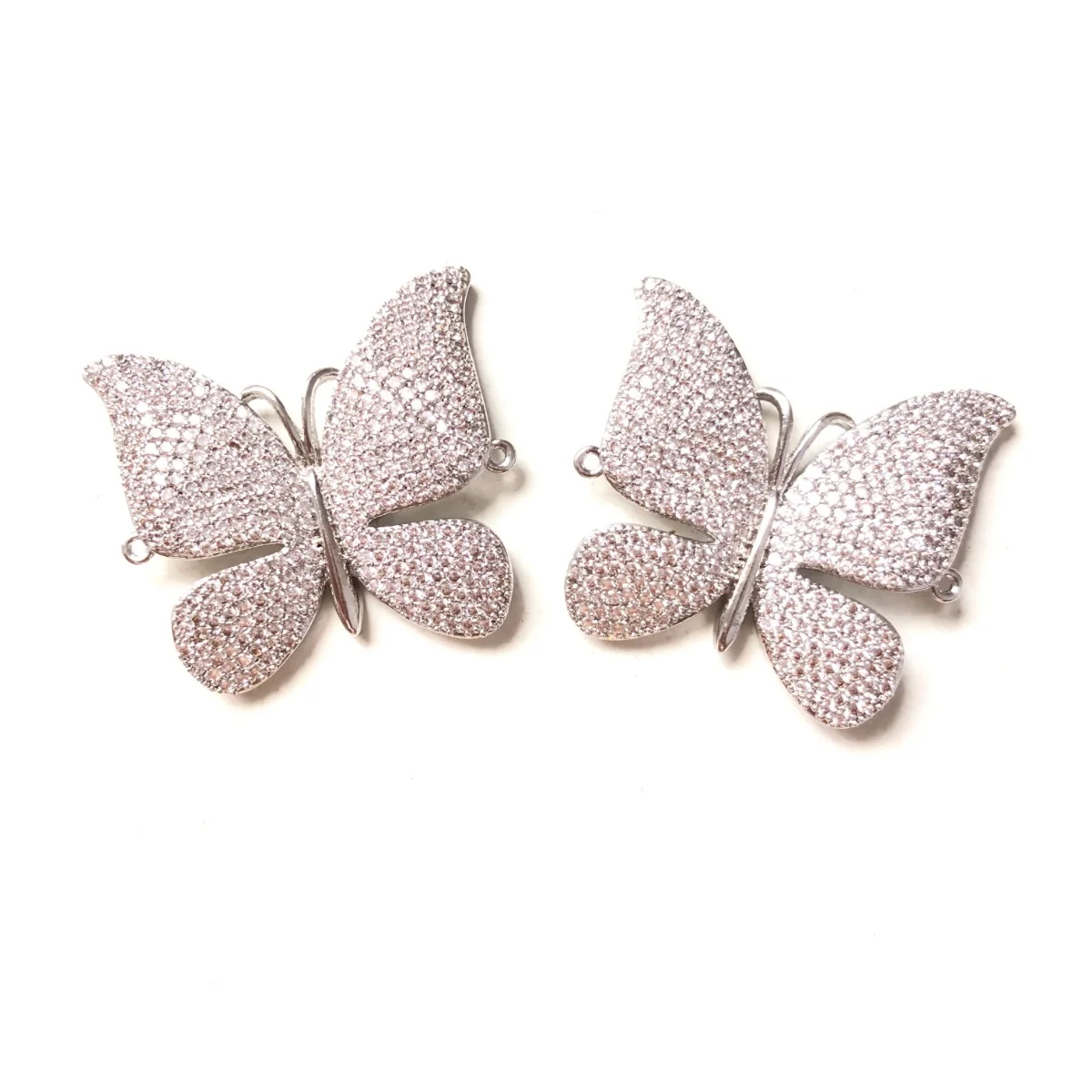 5pcs Big Size Zirconia Pave Butterfly Connectors Bling Pendant Charms for Women Bracelet Necklace Making Jewelry Accessories
