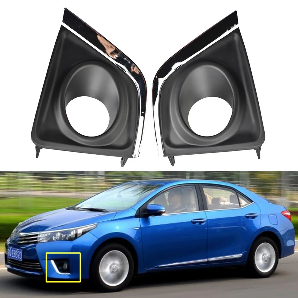 1 Pair Car Bumper Fog Driving Lights Frame Cover For Toyota Corolla 2014 2015