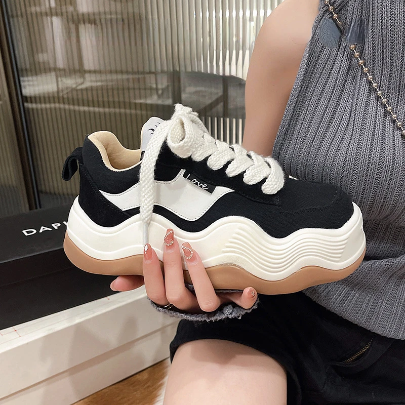 Casual Sneakers Fashion Genuine Leather Mixed Color Platform Sneakers 2022 Spring Autumn Shoes for Women Breathable Sports Shoes