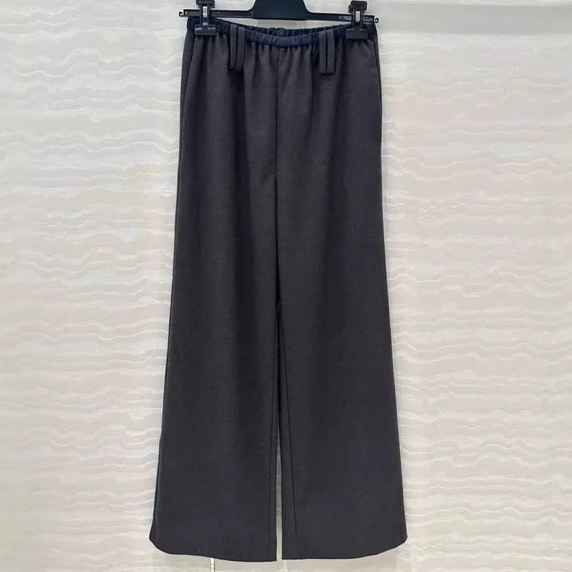 

2024 High-quality Elastic Waist Splicing Straight Pants Temperament Casual Style Thin Versatile Contrasting Trousers