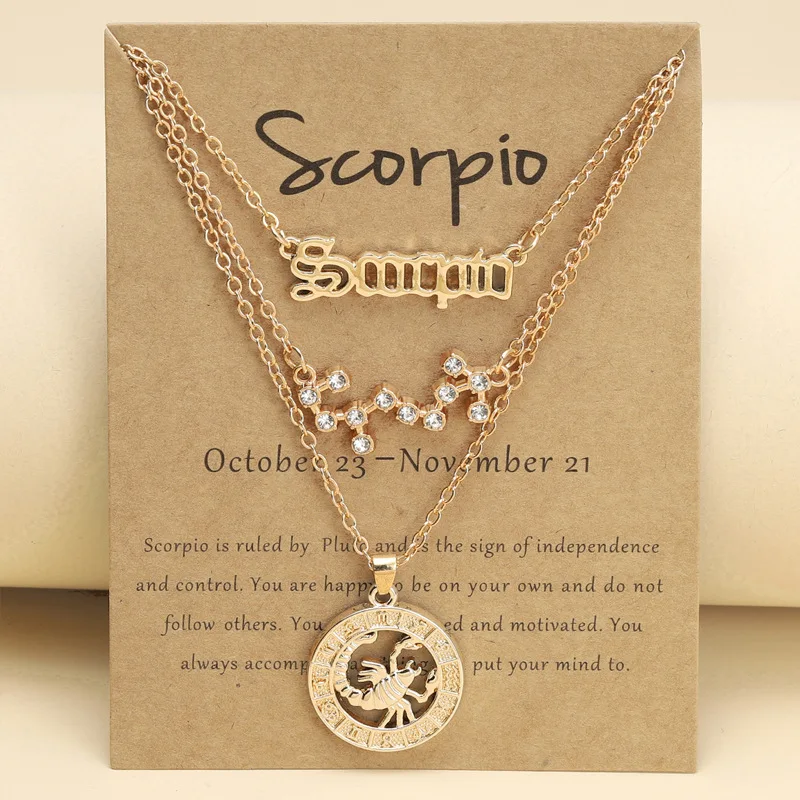 12 Zodiac Necklaces Set – Vintage Starry Sky Pendant Jewelry for Women, Astrology-Themed Necklace Gift (3-Piece)