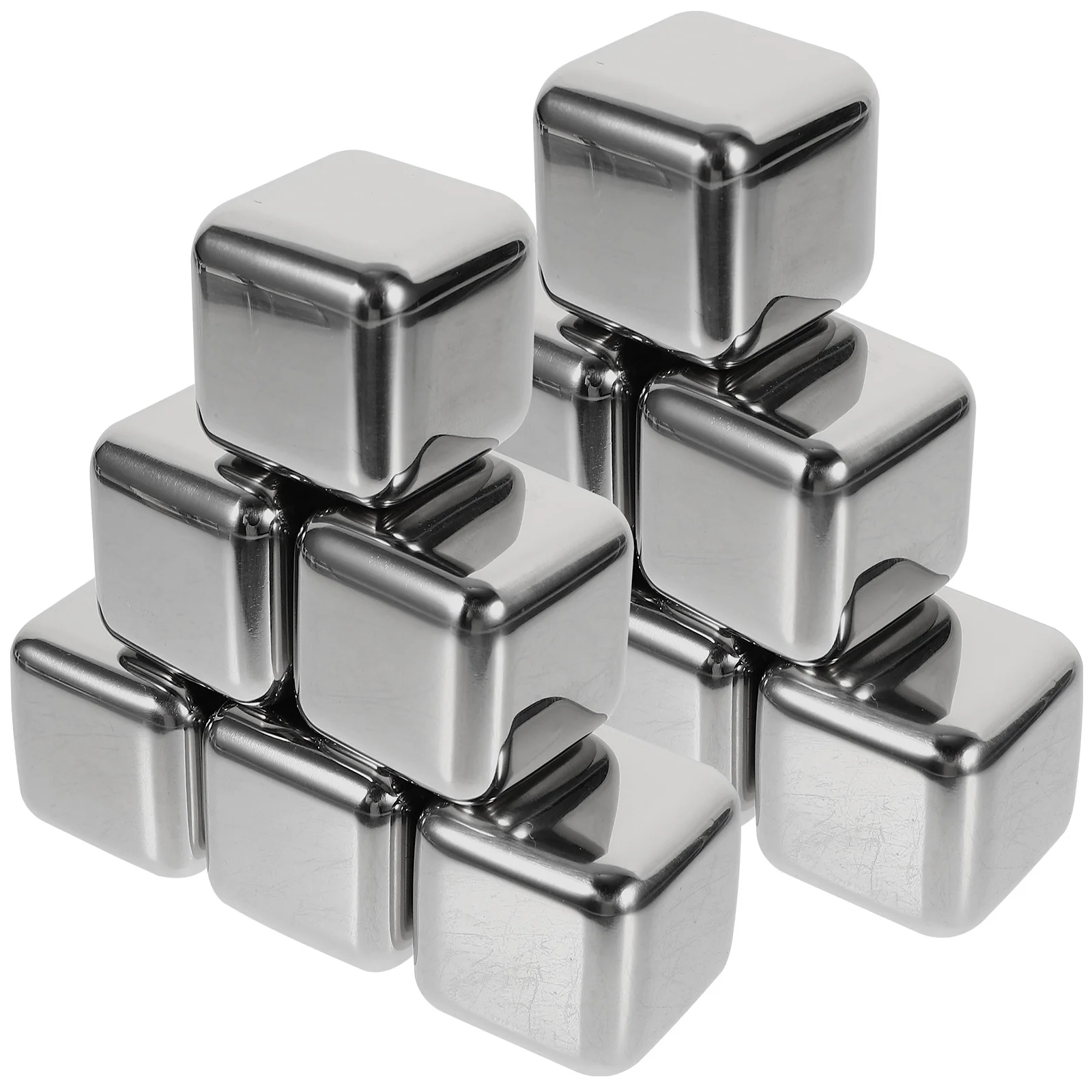 12Pcs Stainless Steel Whiskey Stones Reusable Ice Cube Set Chilling Stone Rocks For Beer Wine Vodka Cooling Rock Metal Ice Cube