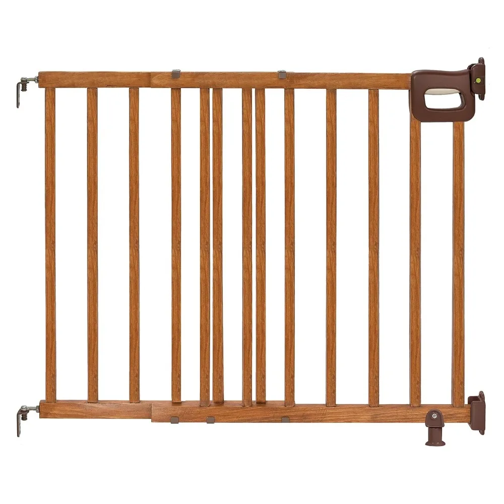 

Adjustable Wooden Safety Gate for Stairs and Doorways, 32-48 Inches Wide with Auto-Close Feature