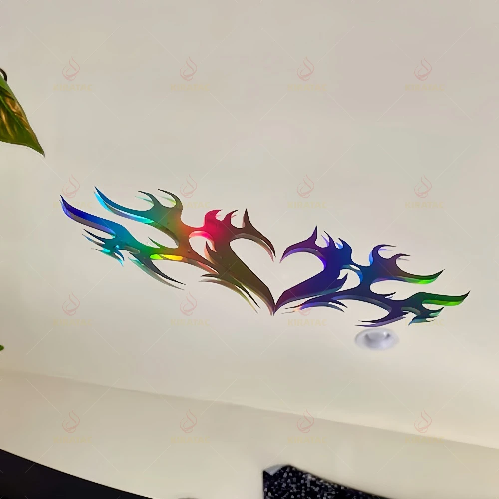 

1Pc Heart-shaped Flame Wing Waterproof Vinyl Sticker, Old English Gothic Style Decal for Car Window, Motorcycle Fairing & Helmet