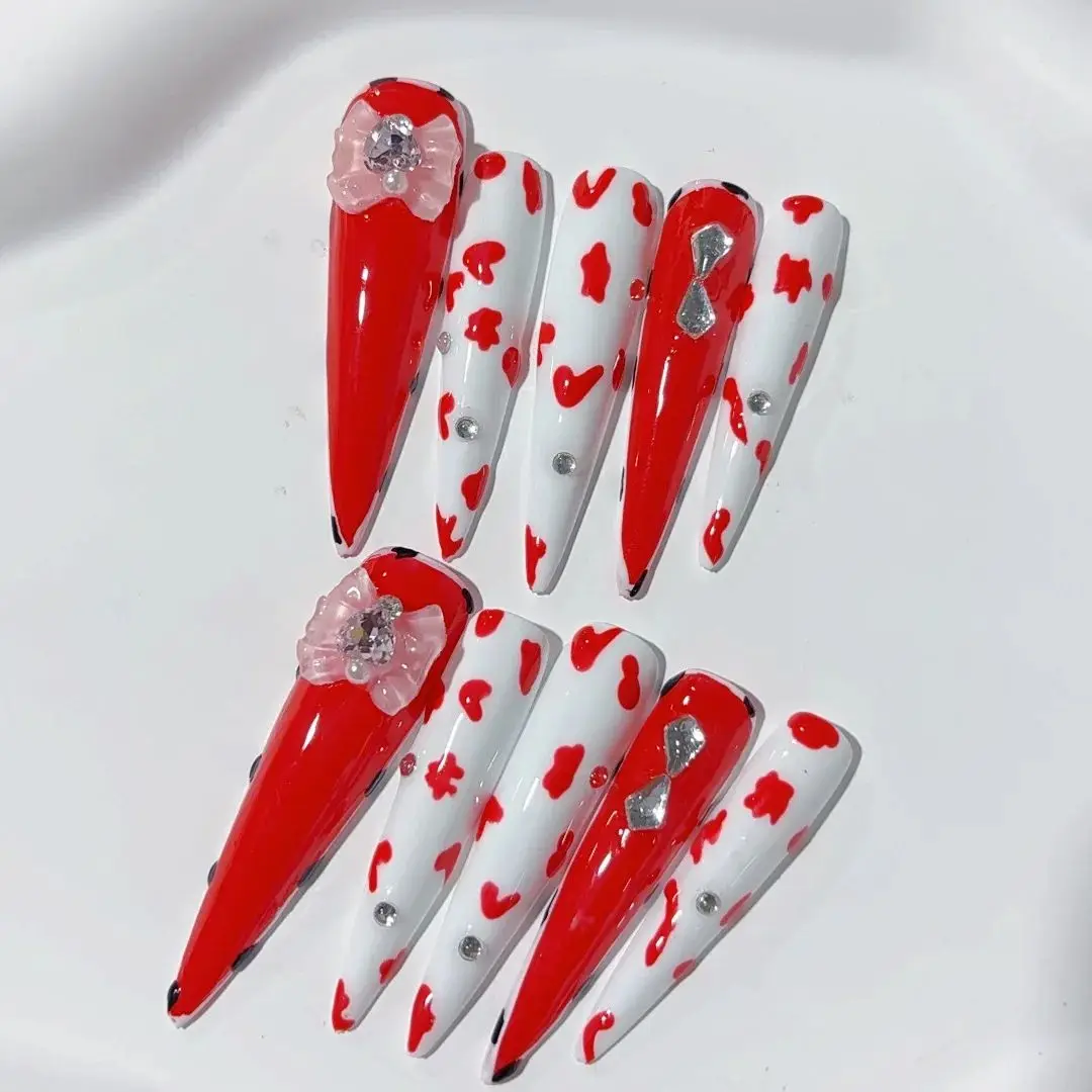 

Emmabeauty Handmade Press On Nails with Removable and Reusable Design,High-quality Luxurious Style And Whitening Effect.No.L005