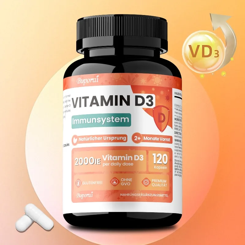 Vitamin D3 Supplement - Promote Bone, Teeth and Skin Health, Healthy Muscle Function, Boosts Immunity and Vitality, Non-GMO