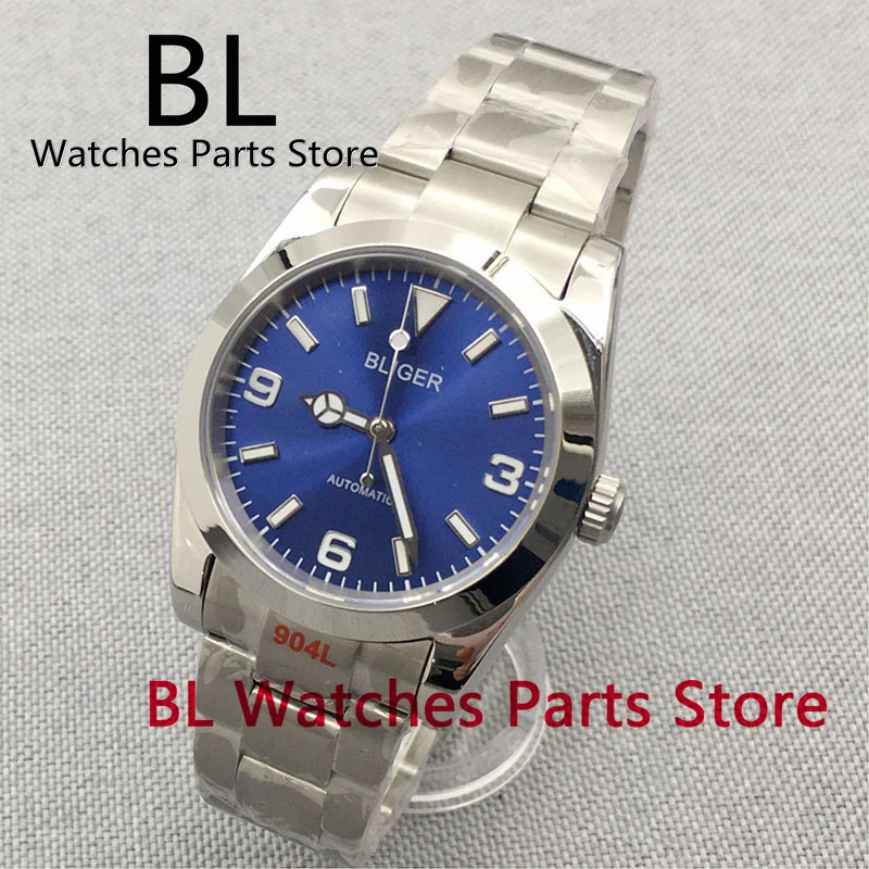 BLIGER 36mm/39mm Polished Bezel 24 Jewels NH35 MIYOTA 8215 PT5000 Mechanical Men Watch Steel Strap Screw Back Sapphire Crystal