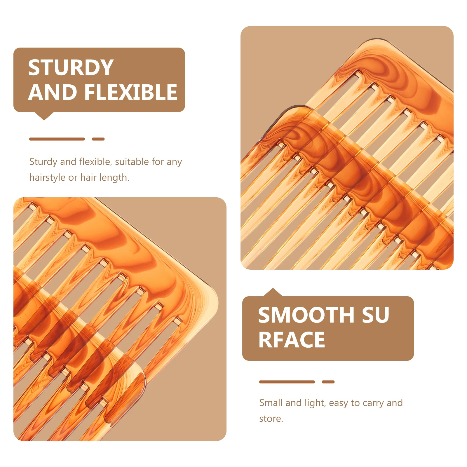 

2Pcs Wide Tooth Plastic Hair Comb Detangling Styling Comb for Thick Curly Wavy Hair Hairdressing Portable Hairbrush